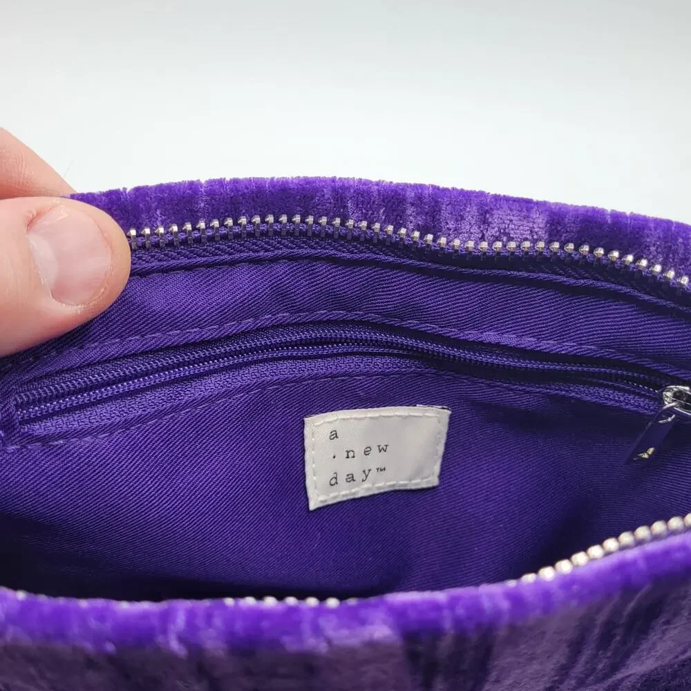A New Day Women's Party Zip Closure Top Clutch, Purple, NWT